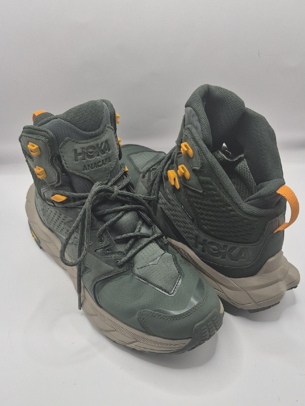 Mens HOKA Hiking Boots ANACAPA Mid GTX | Thyme / Radiant Yellow Sz. 8